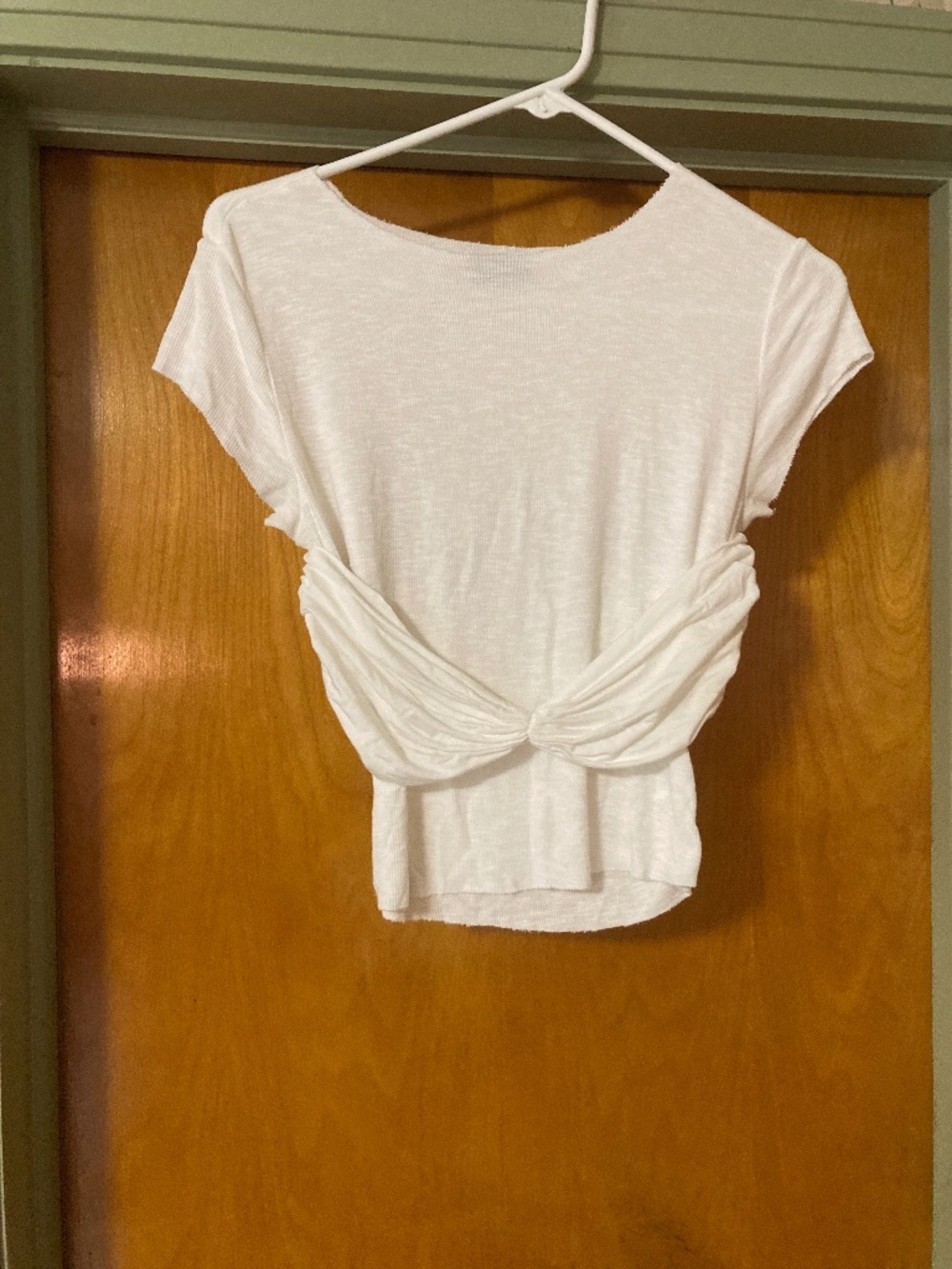 White Fox Boutique Taking The Prize Ribbed Top White Short Sleeve T Shirt Medium